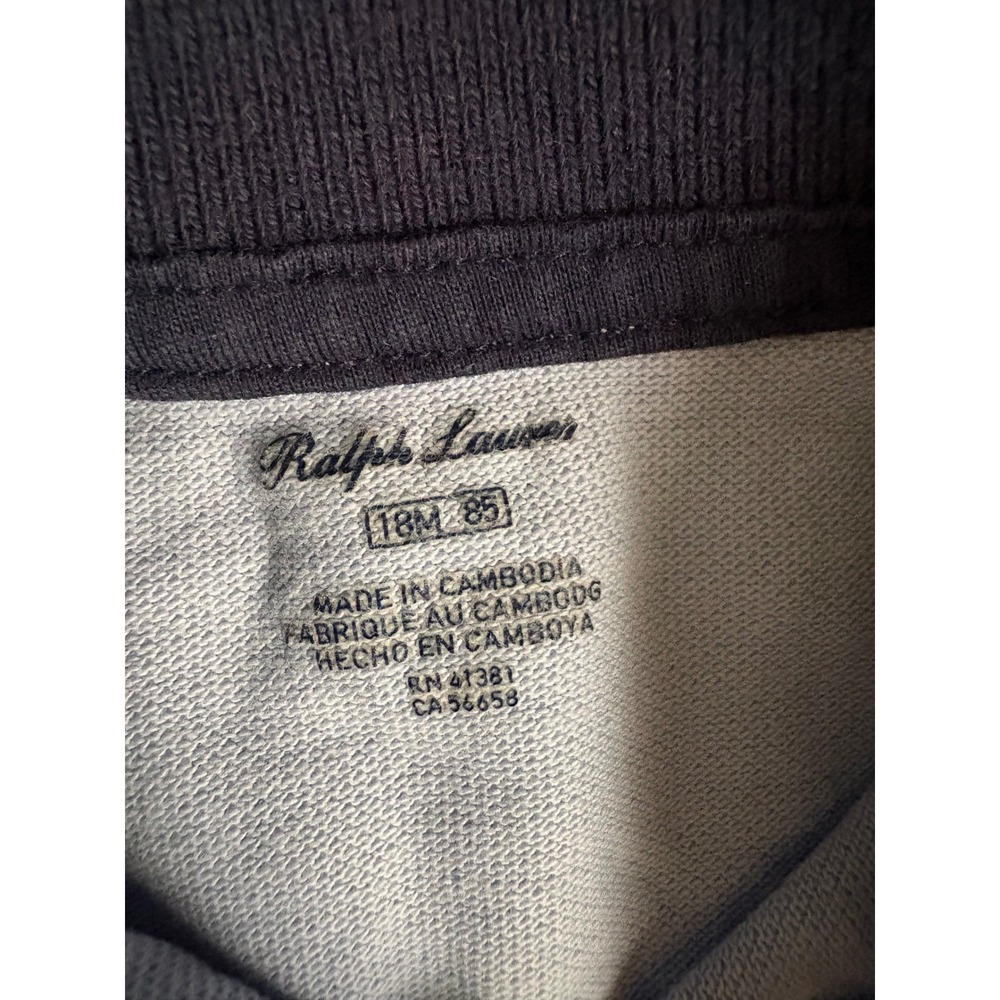 Ralph Lauren Baby Boy Colorblock Big Pony Polo Romper Navy Blue White 18M - Picture 3 of 6